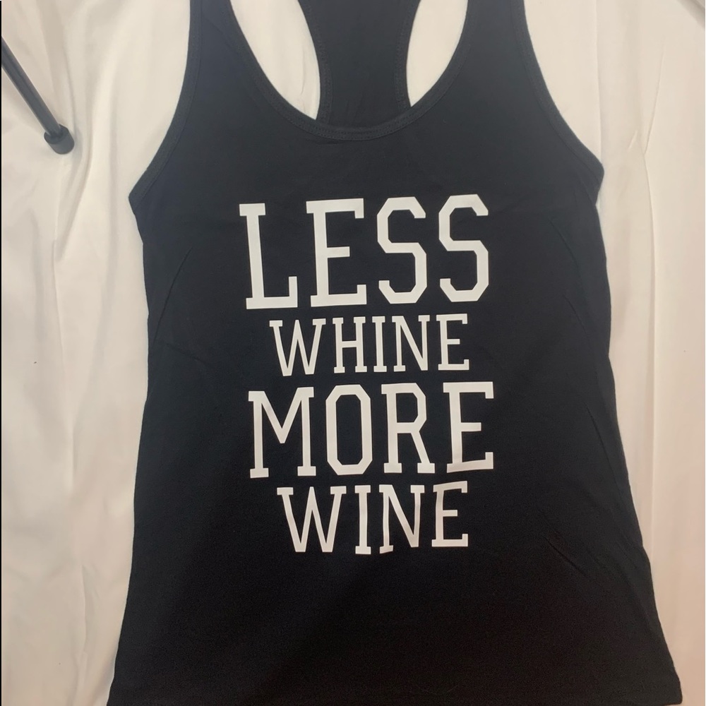 less whine more wine mom tank